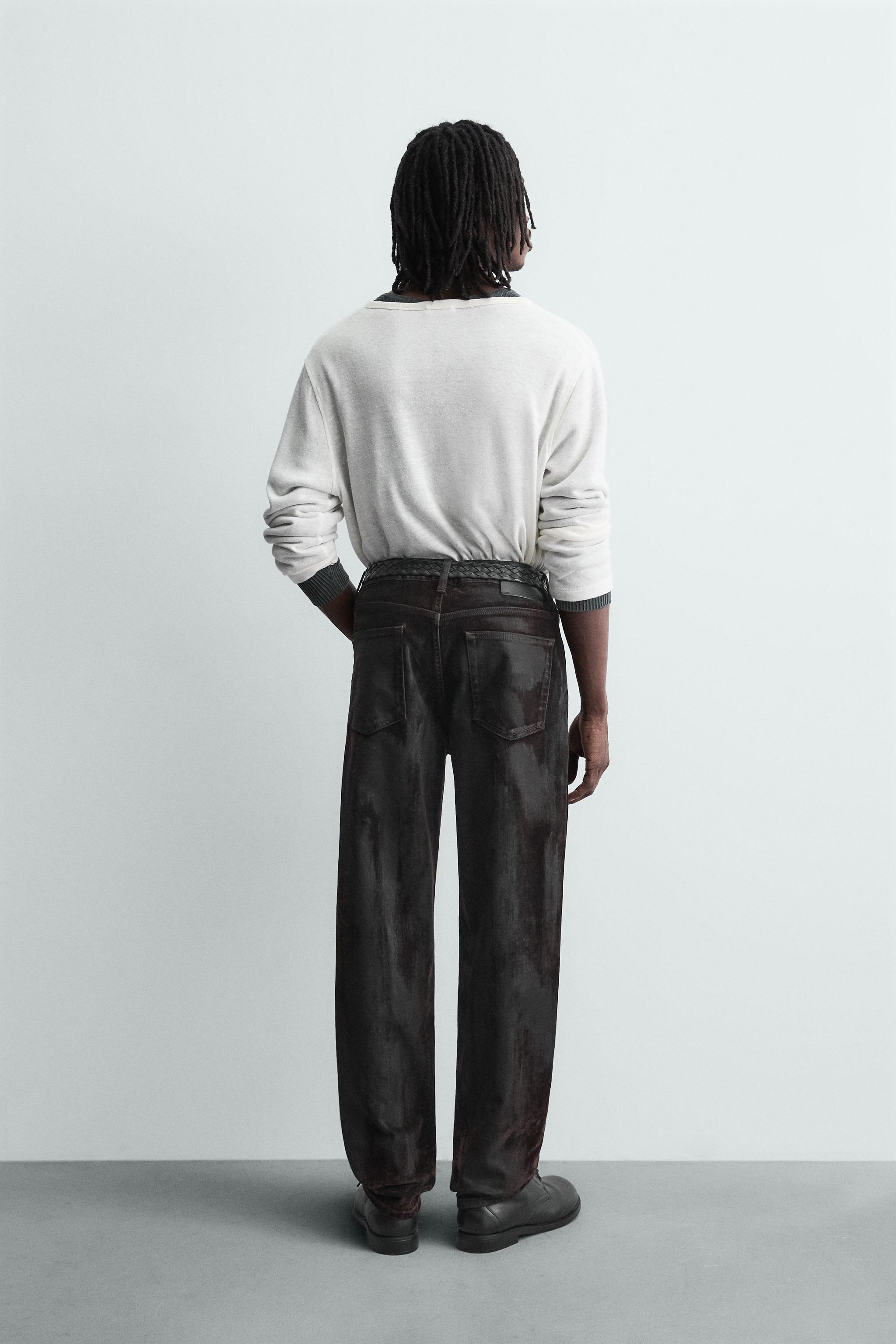 FLOCKED STRAIGHT FIT JEANS